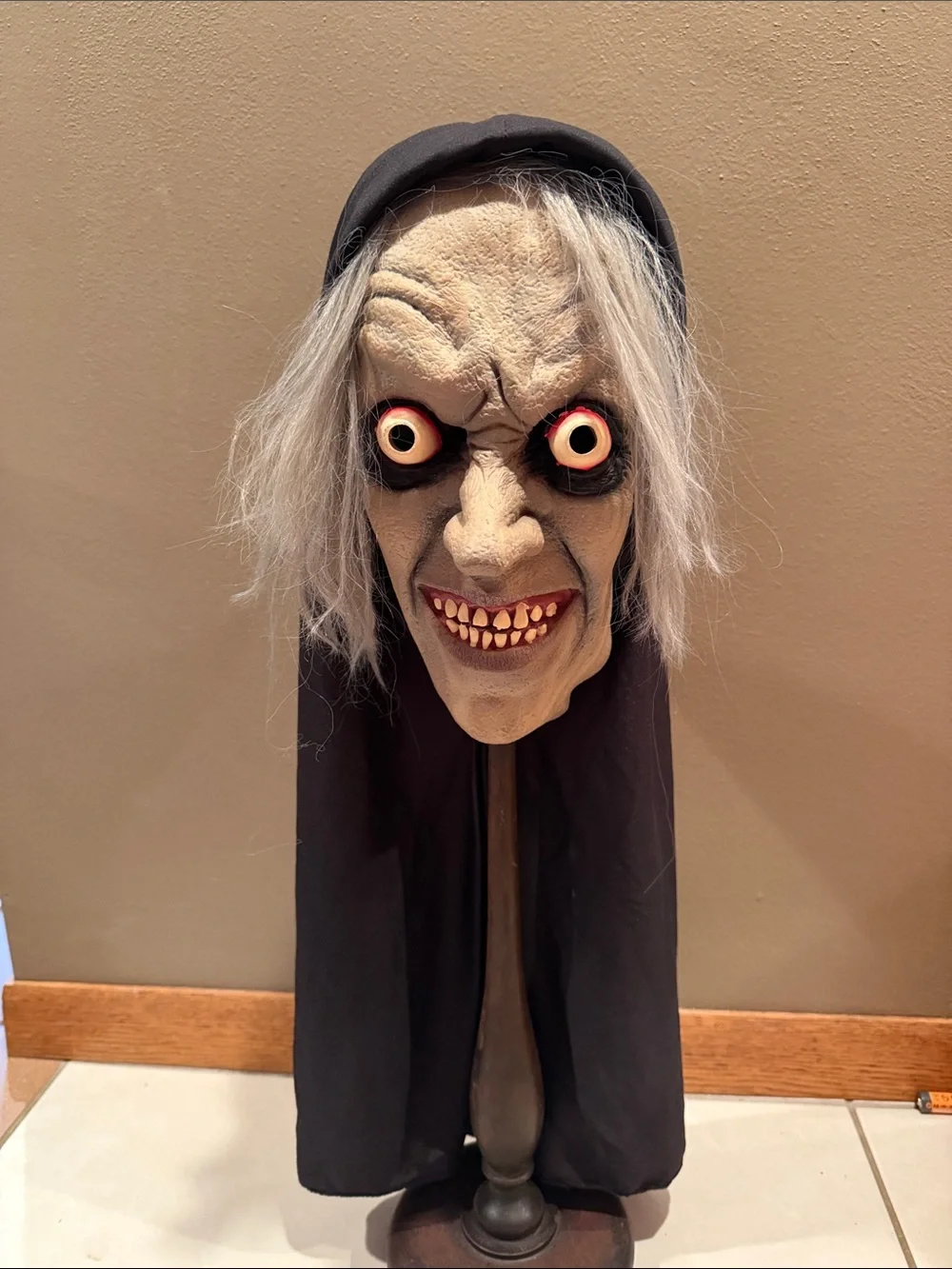 Vintage 1998 Halloween Mask Paper Magic Group Halloween Latex Mask Hooded Witch